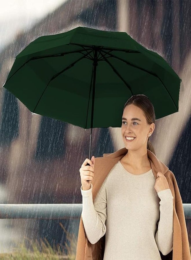 NOJTI مظلة نوجتي للنساء | مظلة للرجال | مظلة للمطر، مظلة مقاومة للرياح، مظلة كبيرة للأطفال، بنات، أولاد - مظلة صغيرة قابلة للطي بثلاث طيات مع فتح وإغلاق تلقائي للسفر (أخضر) - Image 4